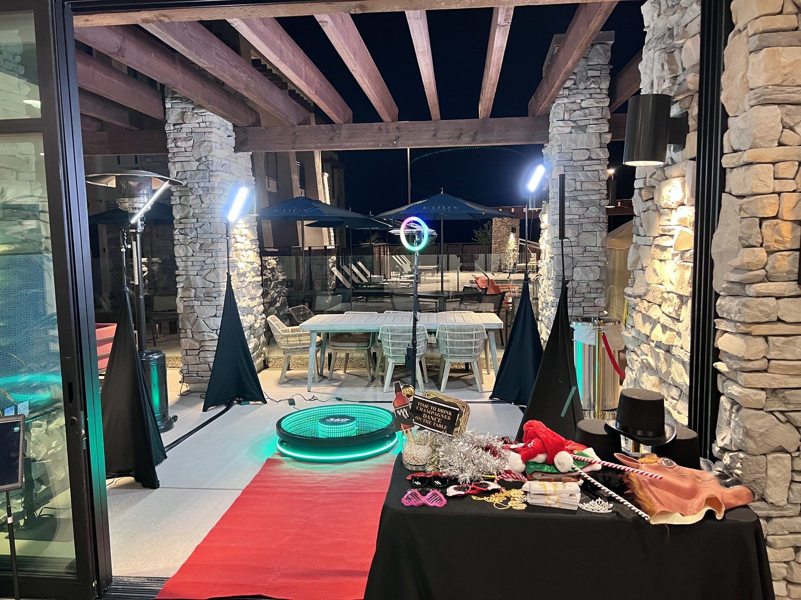 Resort patio 360 photo booth setup at outdoor event in Tucson
