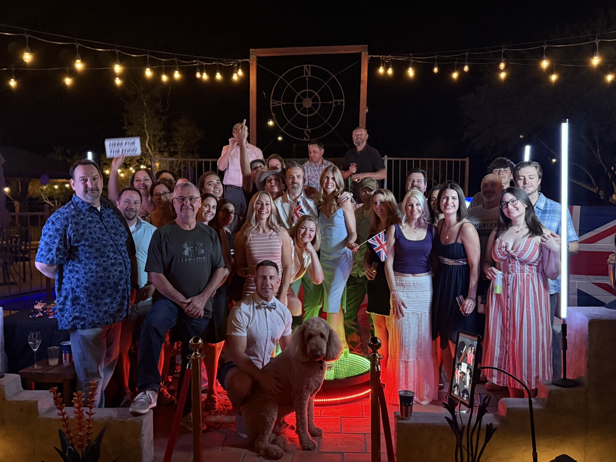 Large corporate event group photo at Tucson outdoor venue